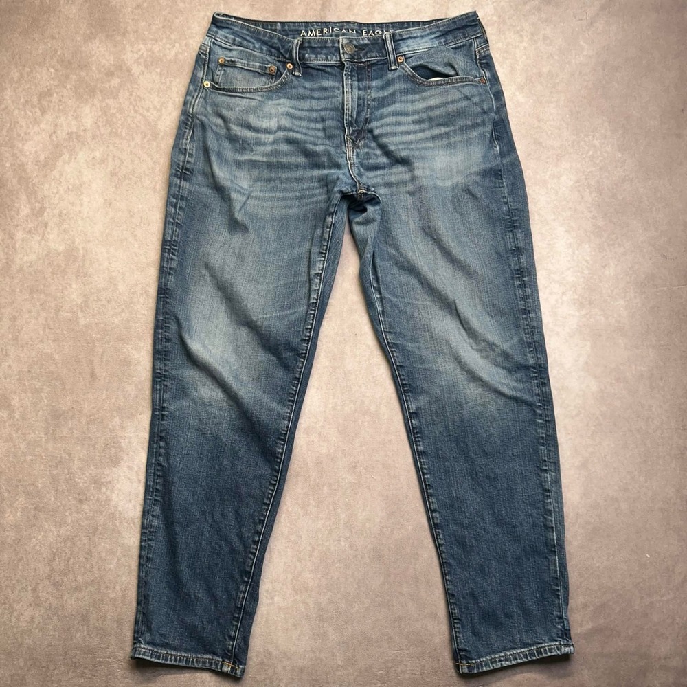American Eagle Athletic Fit Airflex+ Jeans Mens 33x32 Medium Wash Tapered Blue